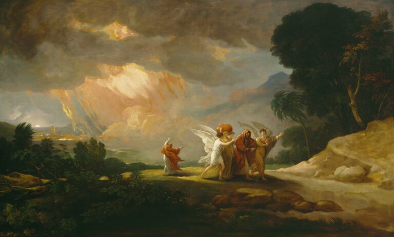 Ló e sua família fugindo de Sodoma antes do juízo, pintura de Benjamin West
